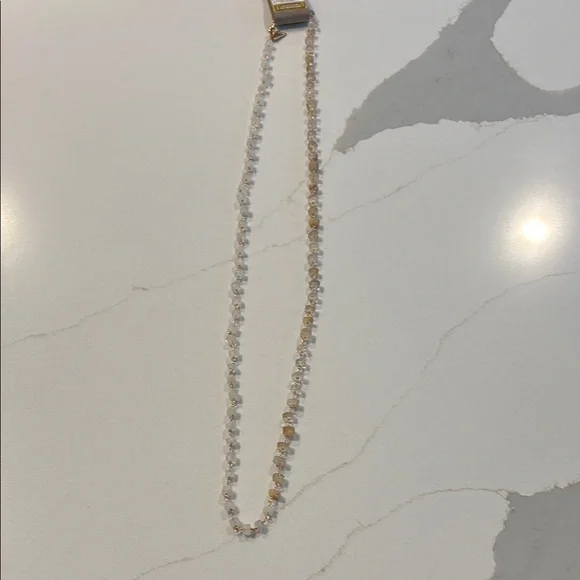Anthropologie Clear & Gold Tone Beaded 18 Inch Necklace… NWT - Picture 2 of 2